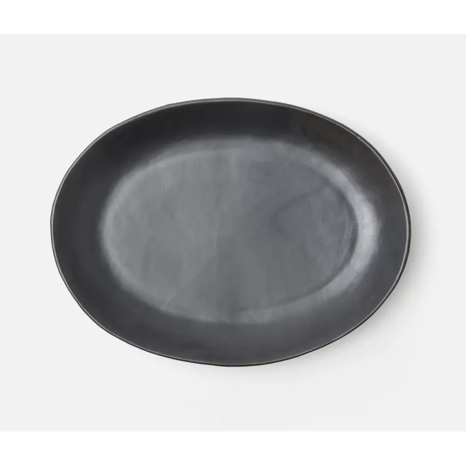 Marcus Black Glaze Oval Serving Platter Stoneware Large, Pack of 2