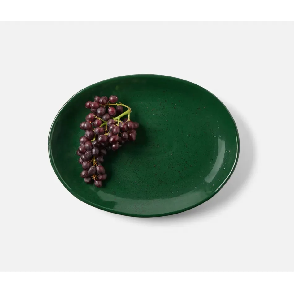 Marcus Dark Green Salt Glaze Oval Serving Platter Stoneware Large, Pack of 2