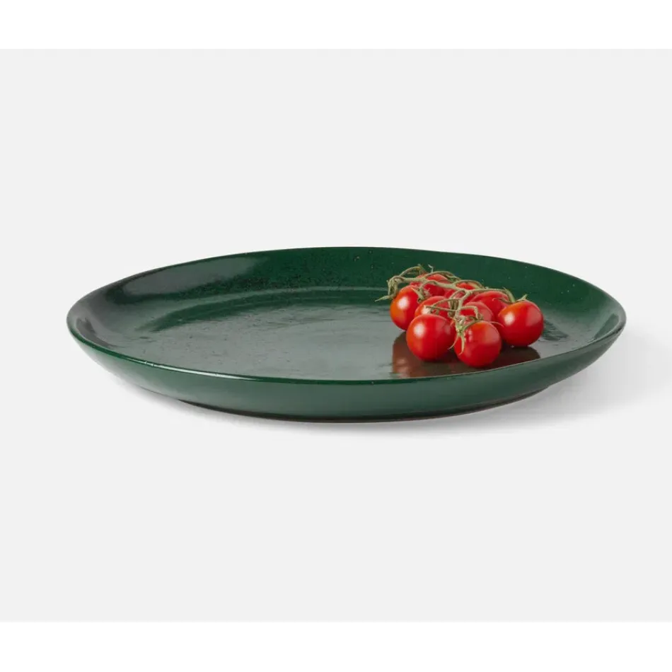 Marcus Dark Green Salt Glaze Round Serving Platter Stoneware Large, Pack of 2