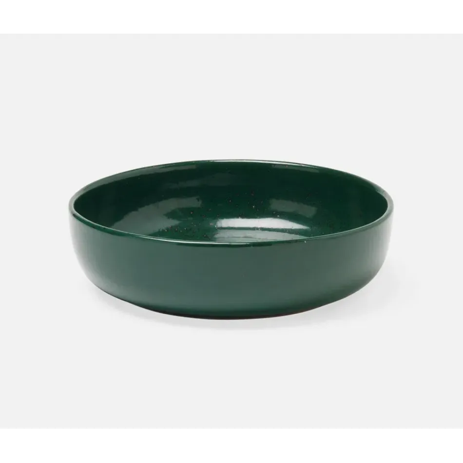 Marcus Dark Green Salt Glaze Round Serving Bowl Stoneware Small, Pack of 2