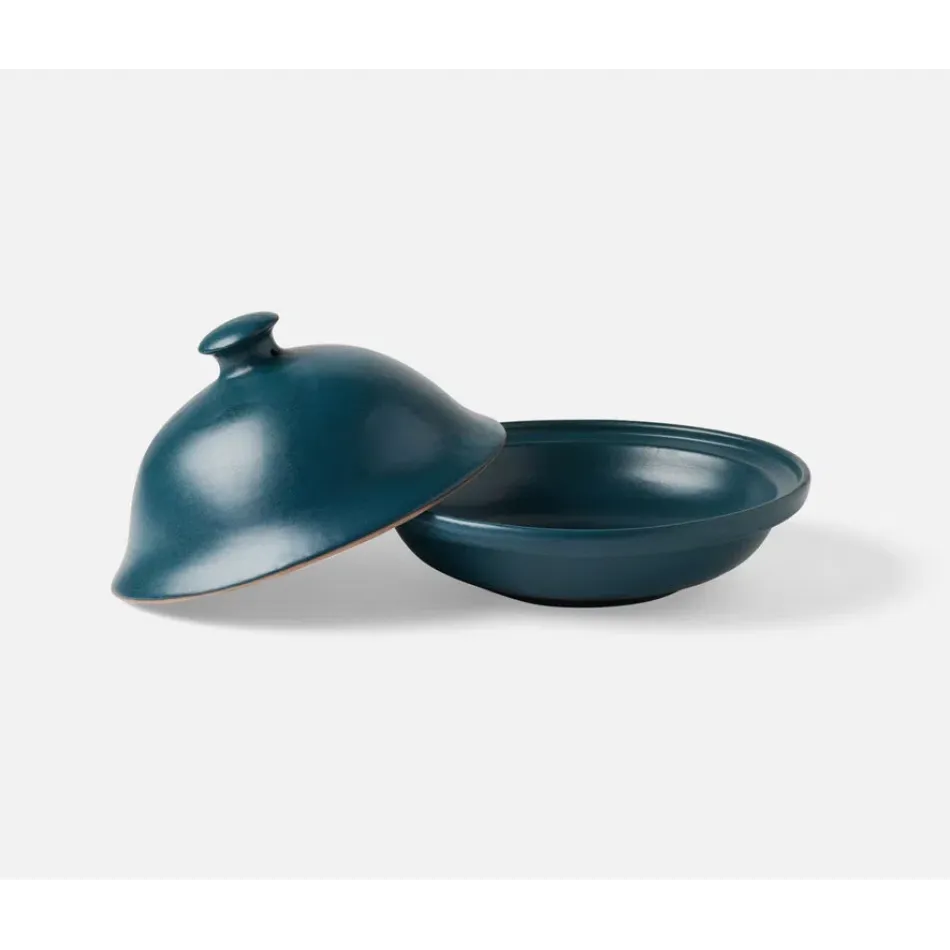 Marcus Midnight Teal, Cloche Serving Platter, Stoneware, Medium