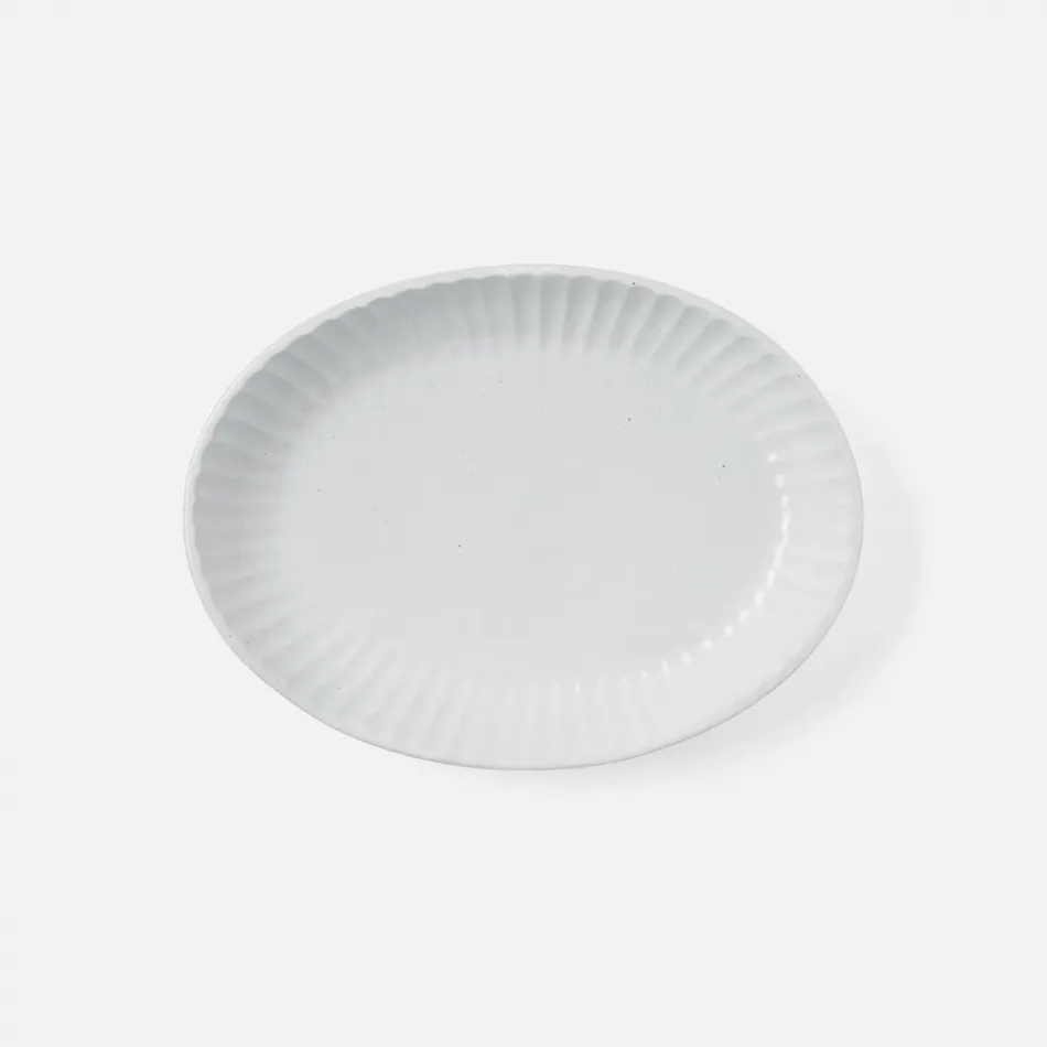 Nathalie Matte White, Scallop Design, Oval Serving Platter, Small, Pack of 2