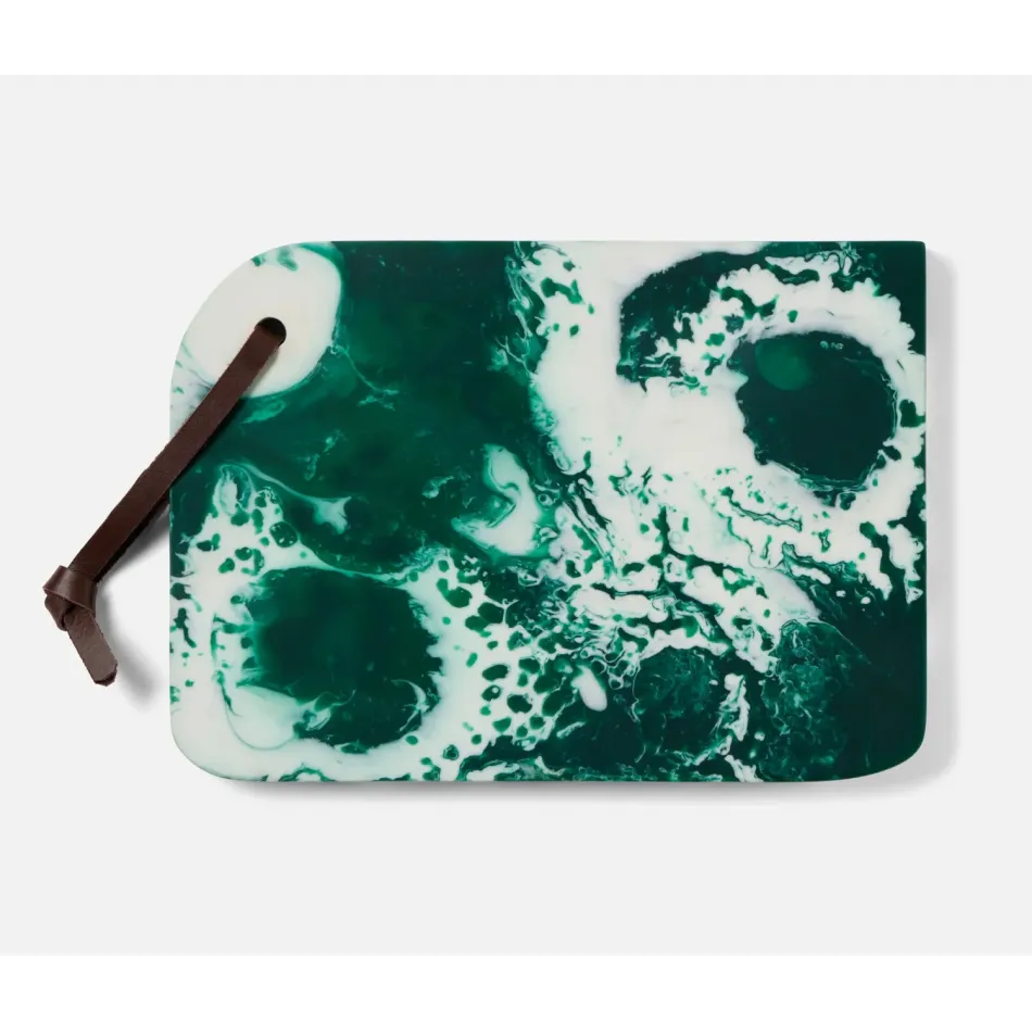 Noah Dark Green Swirled Serving Board Resin