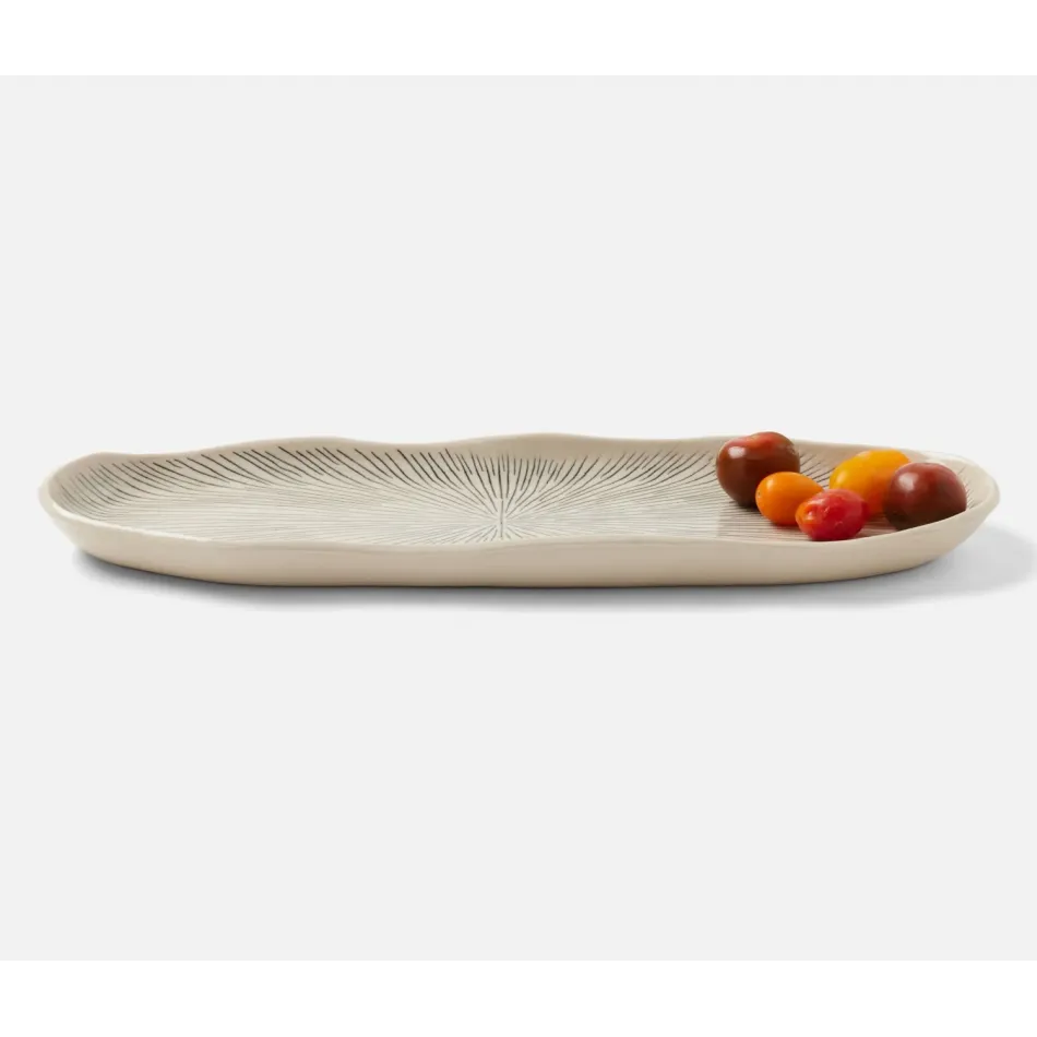 Nolan Black Cream, Oblong Serving Tray, Stoneware, Set/2