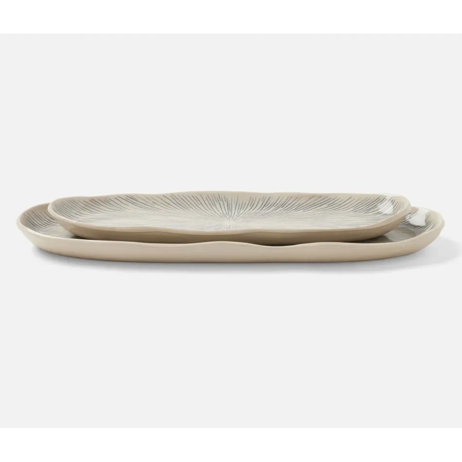 Nolan Navy Cream, Oblong Serving Tray, Stoneware, Set/2