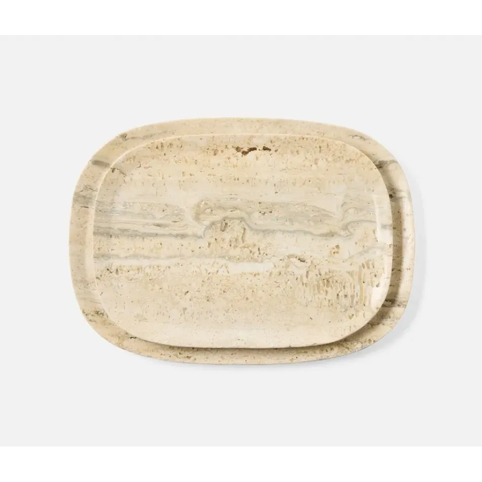 Rhea Silver, Serving Trays, Travertine, Set/2