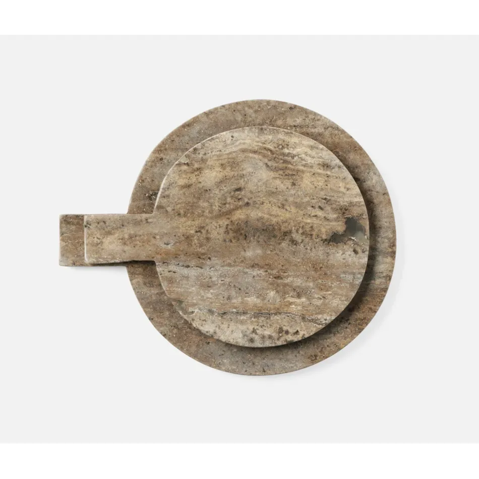 Stassi Gray, Round Serving Board, Travertine, Set/2