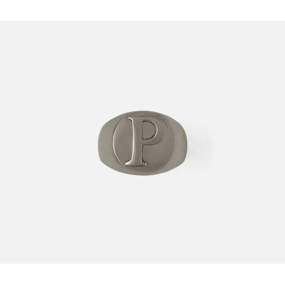 Clark Antique Pewter Napkin Ring Letter P