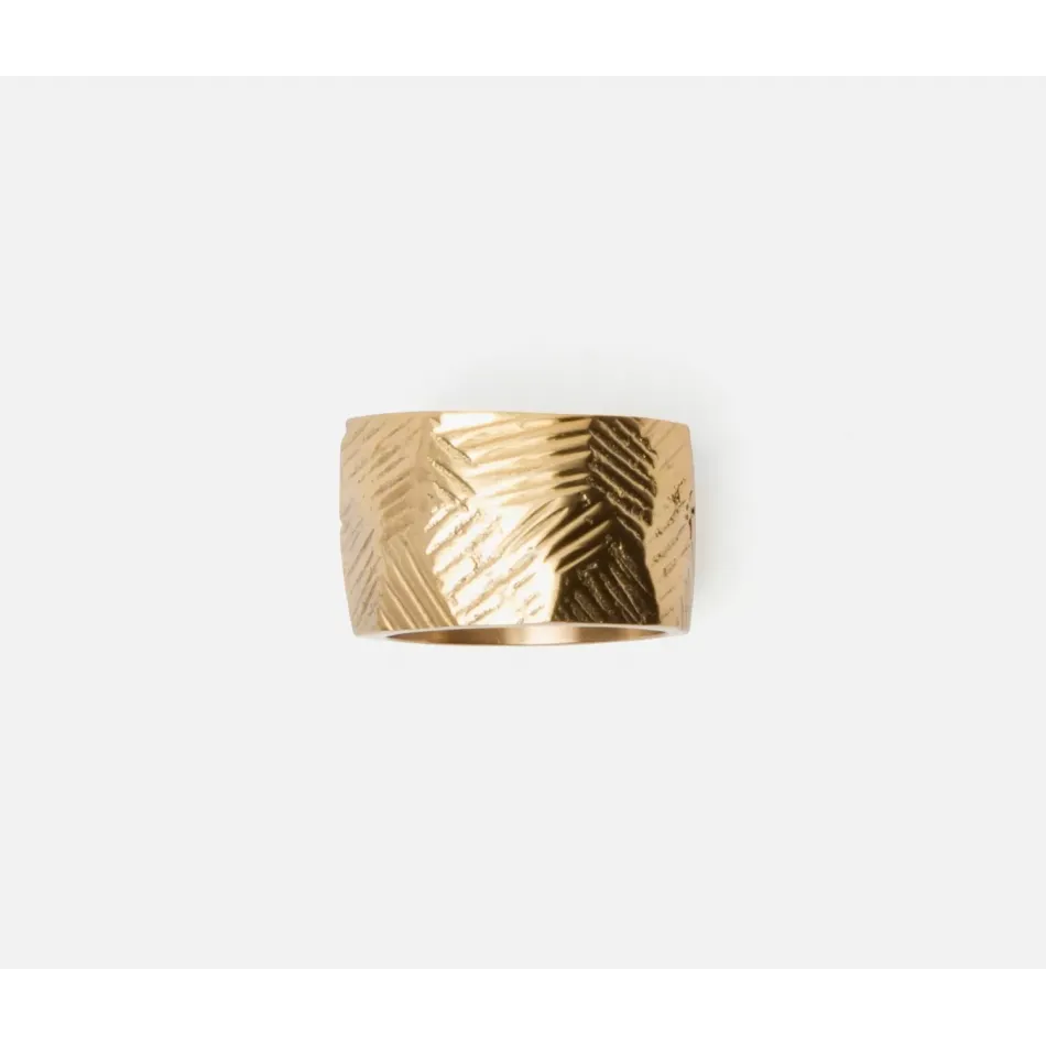 Gian Gold Abstract Napkin Ring, Brass, Boxed Set of 4
