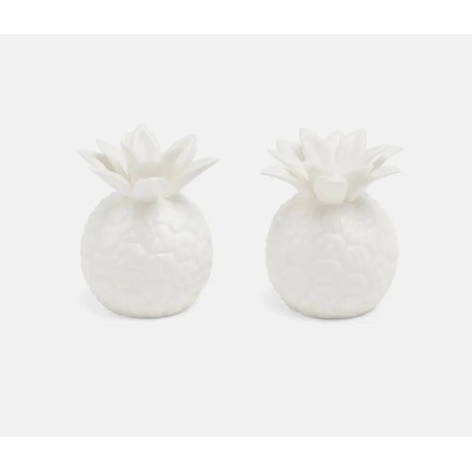 Keely White, 1 Set of Pineapple Salt & Pepper Shakers, Porcelain, Boxed
