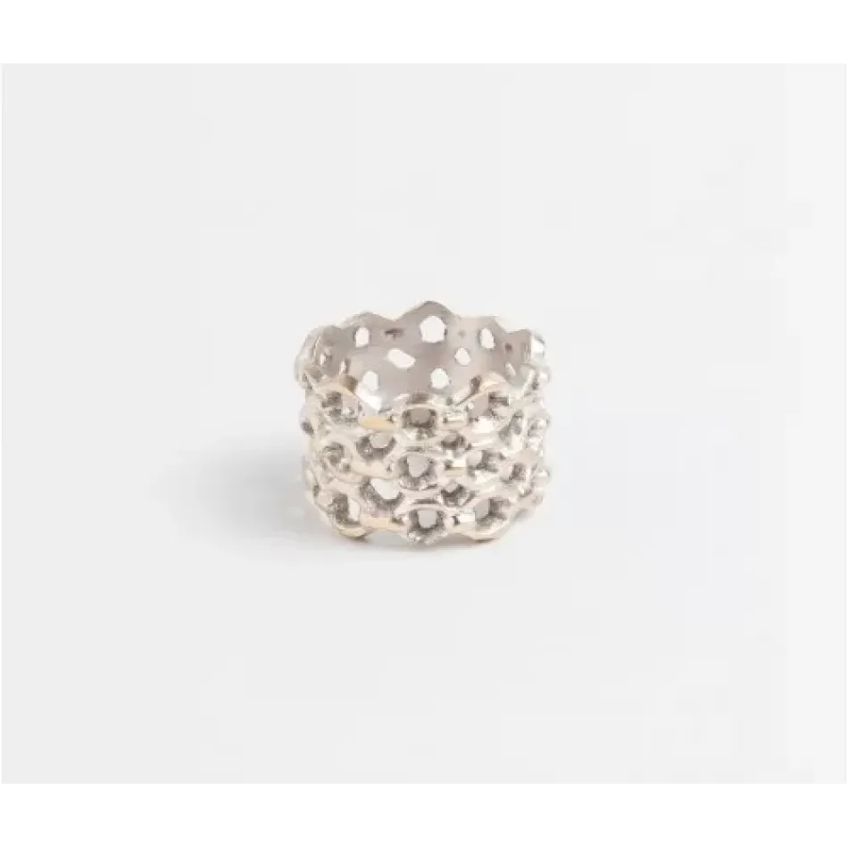 Keon Tarnished Silver, Chain Napkin Ring, Brass, Boxed Set of 4