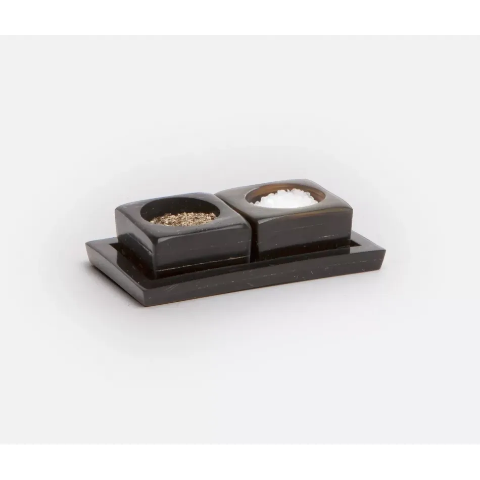 Lia Mixed Black Horn Pinch Bowls, Boxed Set