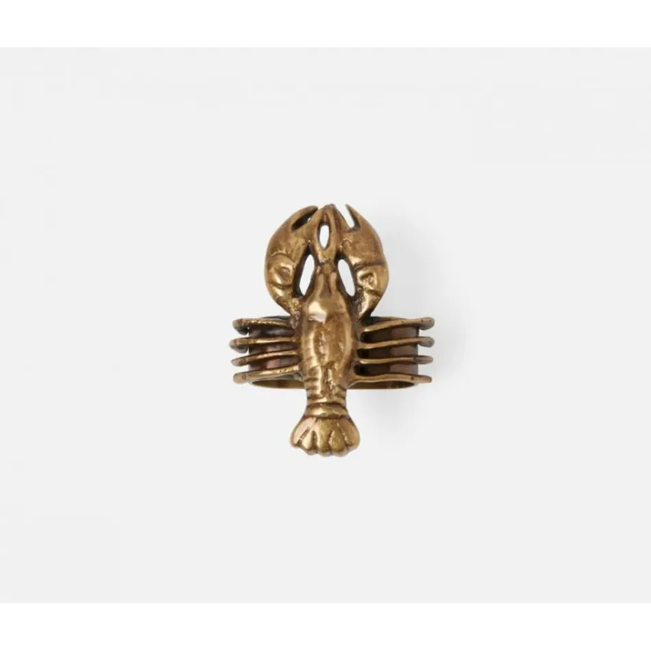 Marlin Antique Brass, Lobster Napkin Ring, Boxed Set of 4