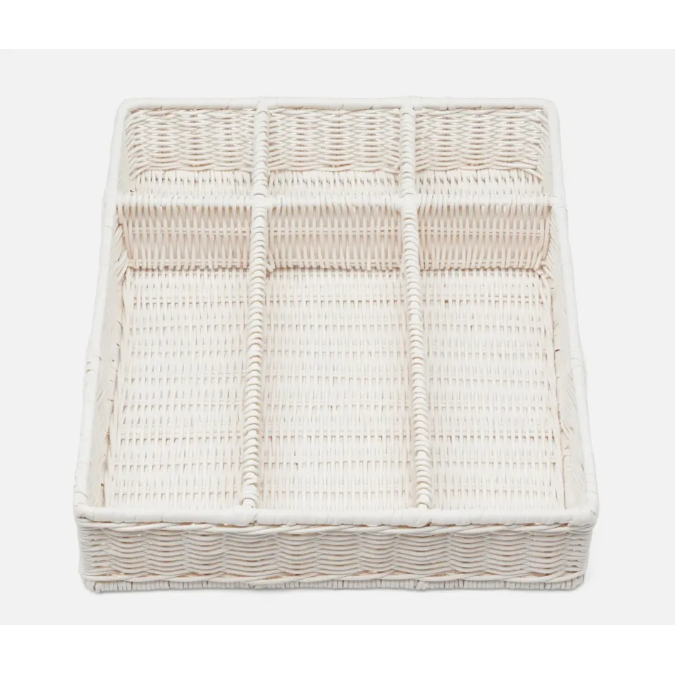 Micaela White, Flatware Holder, Rattan