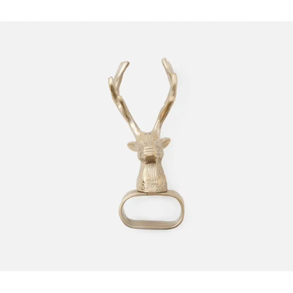 Rudolph Tarnish Silver Reindeer Napkin Holder, Pack of 4