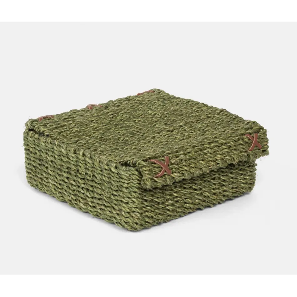 Voru Green Cocktail Napkin Tray Abaca Fiber, Pack of 2