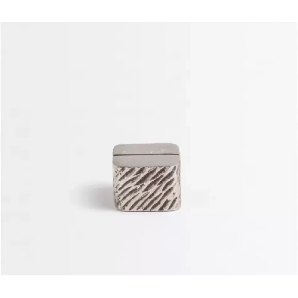 Zachary Antiqued Pewter, Cube Card Holder, Brass, Boxed Set of 4