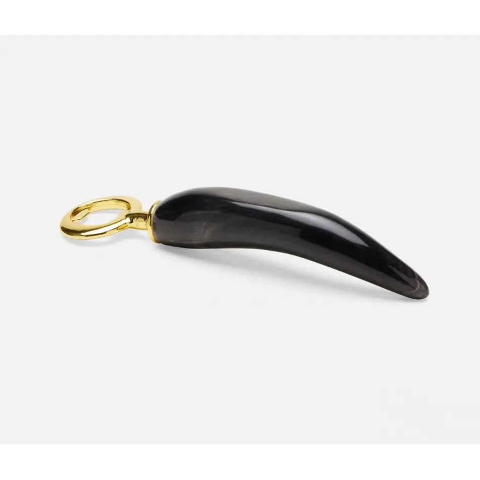 Agatha Black Horn Bottle Opener Gold Hardware, Pack of 3