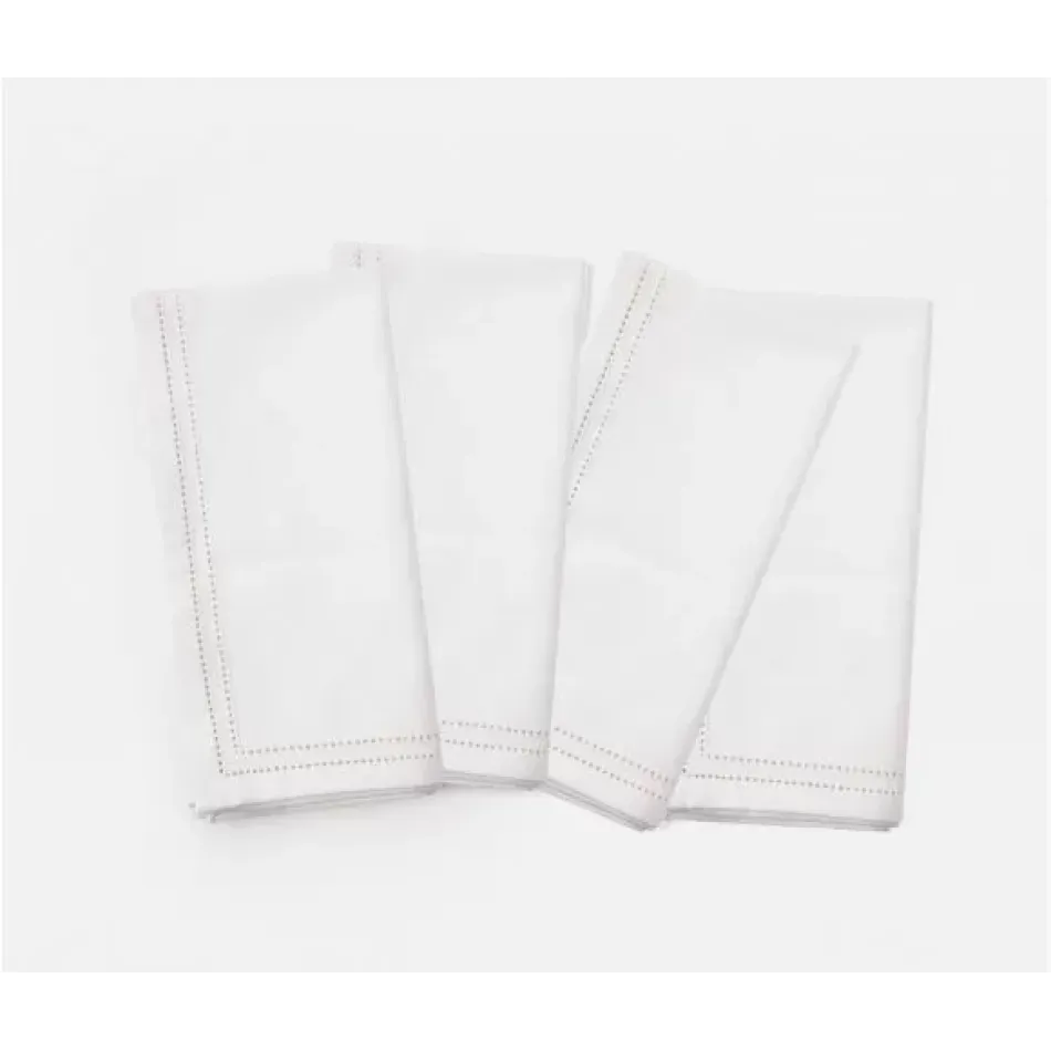 Betty White Double Eyelet Cocktail Napkin Cotton Canvas 10X10, Pack of 4