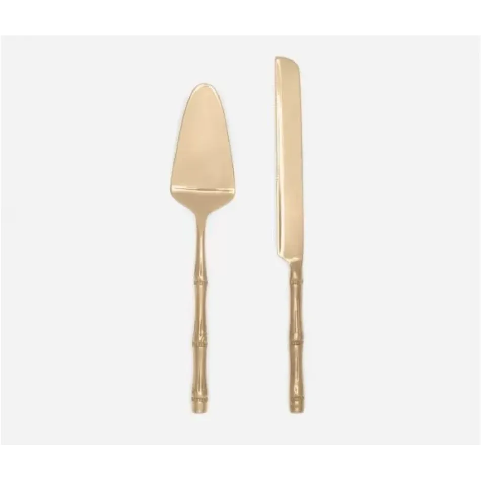 Liliana Polished Gold Cake 2-Pc Serving Set (Serving Knife, Cake Server)