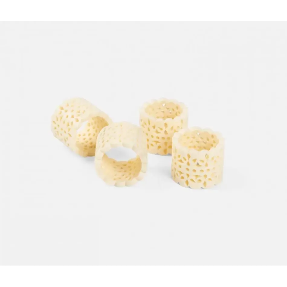 Poppy Ivory Resin Napkin Ring Boxed Set of 4