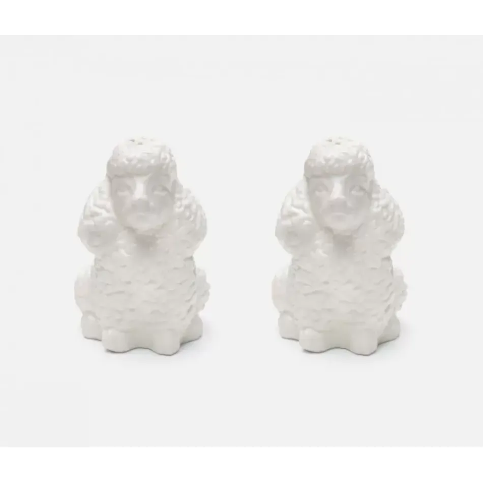 Sidney White, 1 Set of Poodle Salt & Pepper Shakers, Porcelain, Boxed