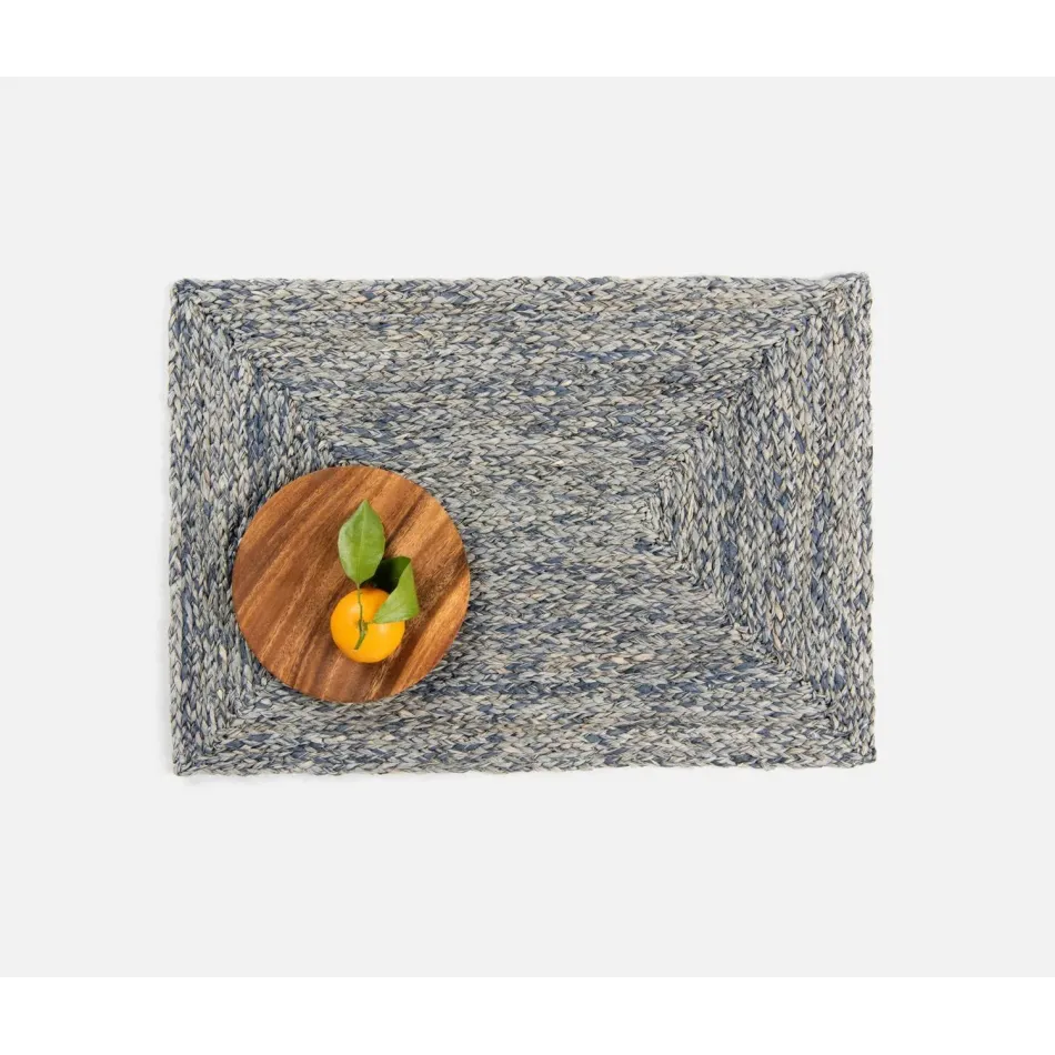 Zoey Slate Blue Rectangular Placemat Raffia, Pack of 4