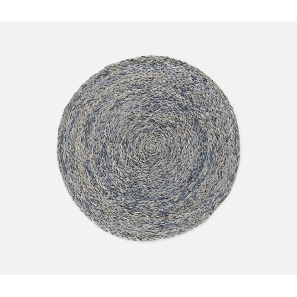 Zoey Slate Blue Round Placemat Raffia, Pack of 4