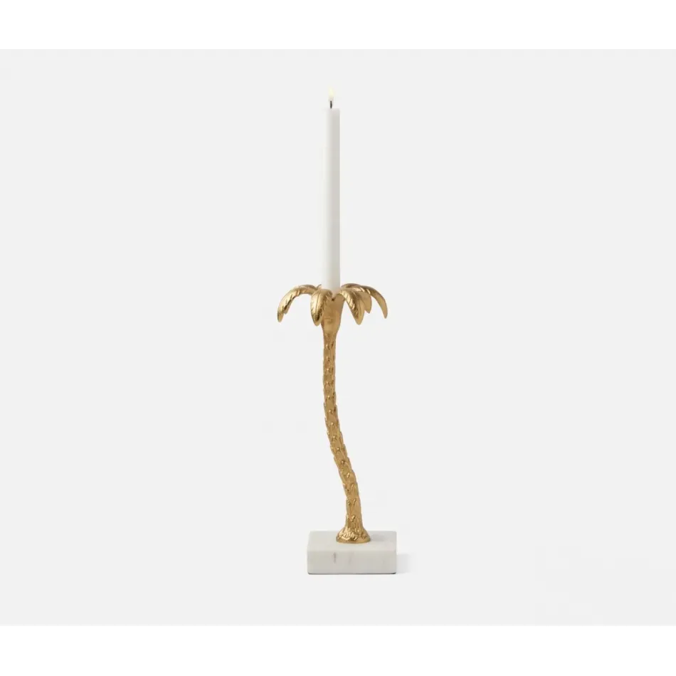 Farrah Gold/White, Large Candle Holder, Aluminum/Marble, Pack of 2