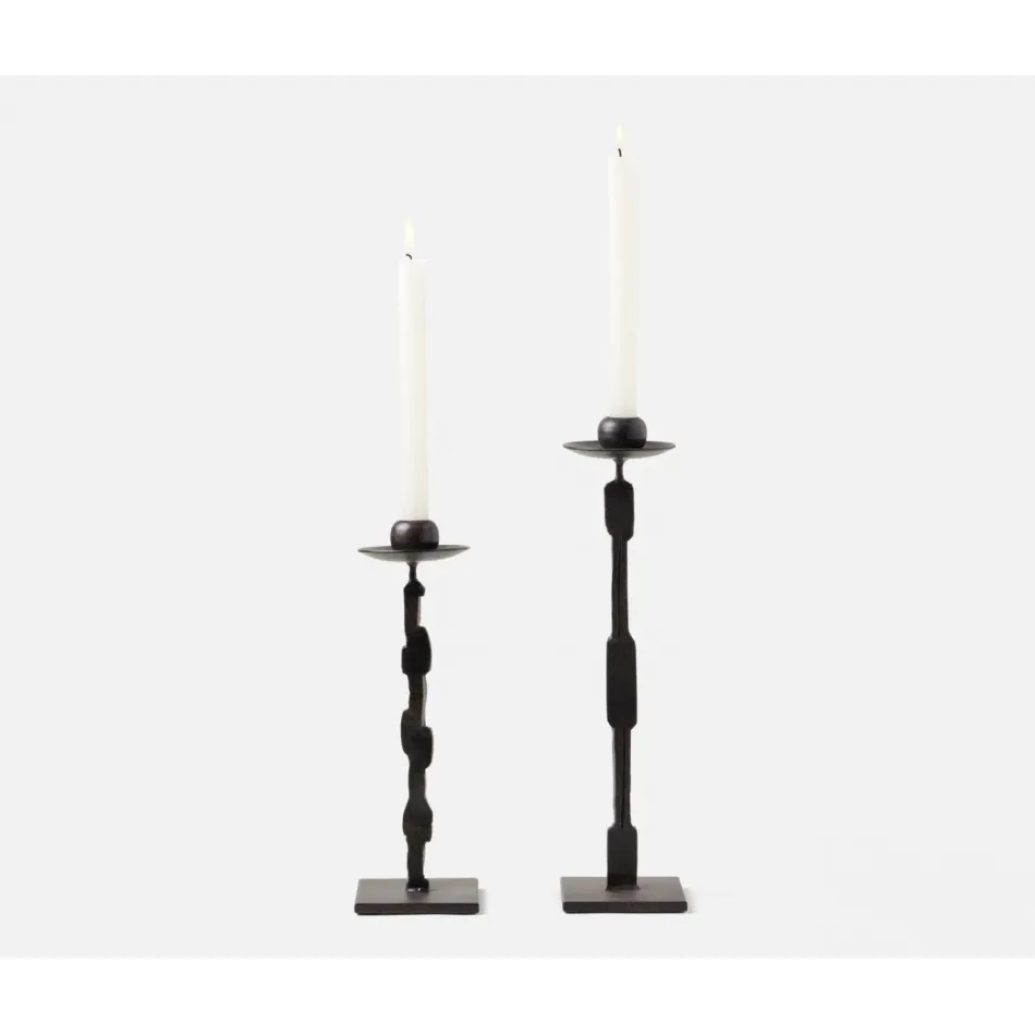 Quentin Antique Black, Candle Holders with Square Base, Set/2