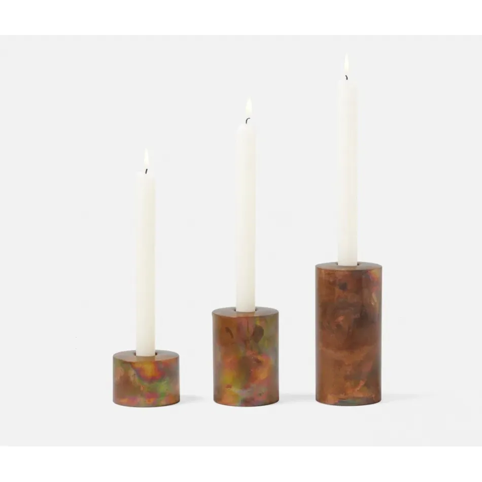 Spencer Burnt Gold, Candle Holders, Stainless Steel, Set/3