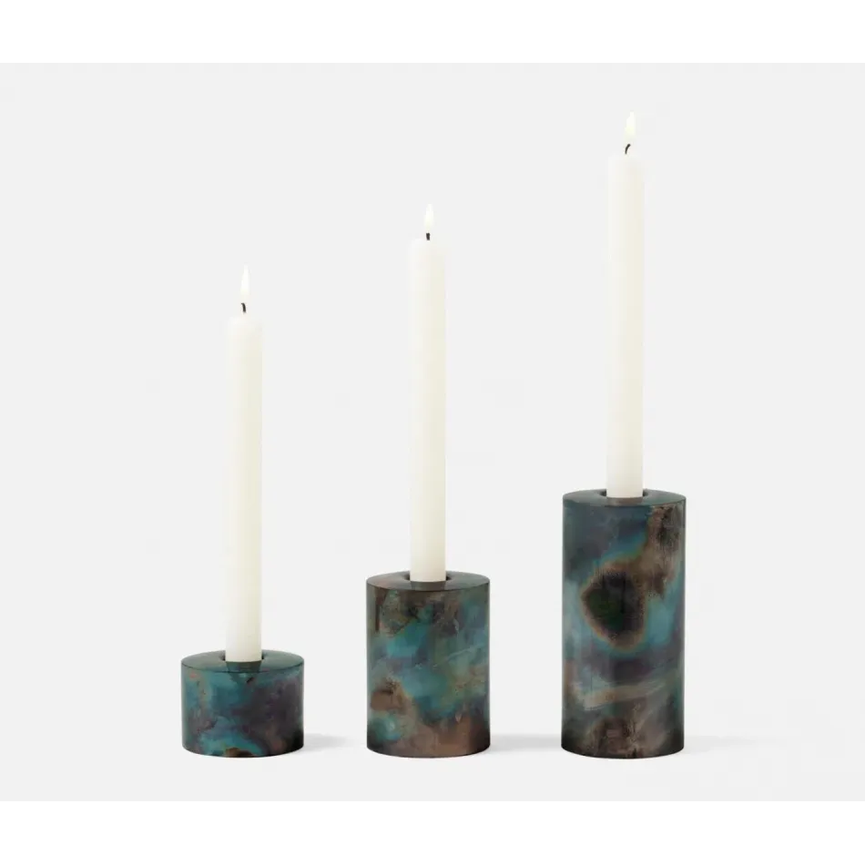 Spencer Burnt Silver, Candle Holders, Stainless Steel, Set/3
