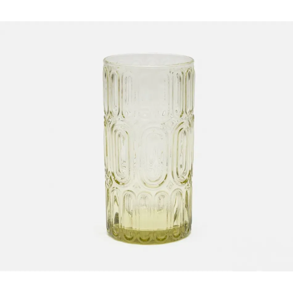 Aaron Sage Green Highball Glass Hand Blown, Pack of 6