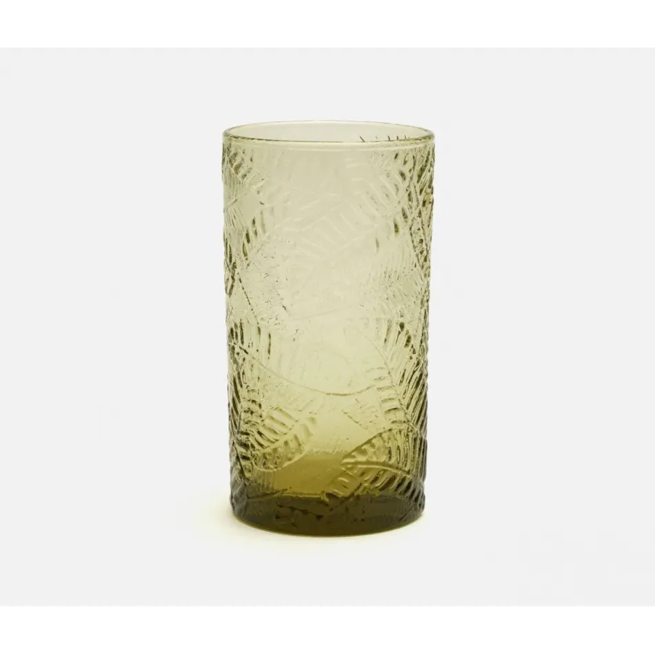 Peyton Sage Green Highball Glass, Hand Blown, Pack of 6