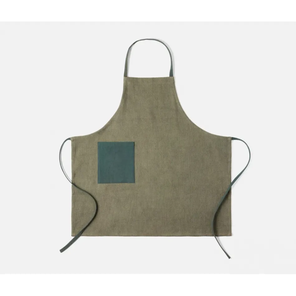 Myra Forest Green Cotton Jute Apron Adult Size