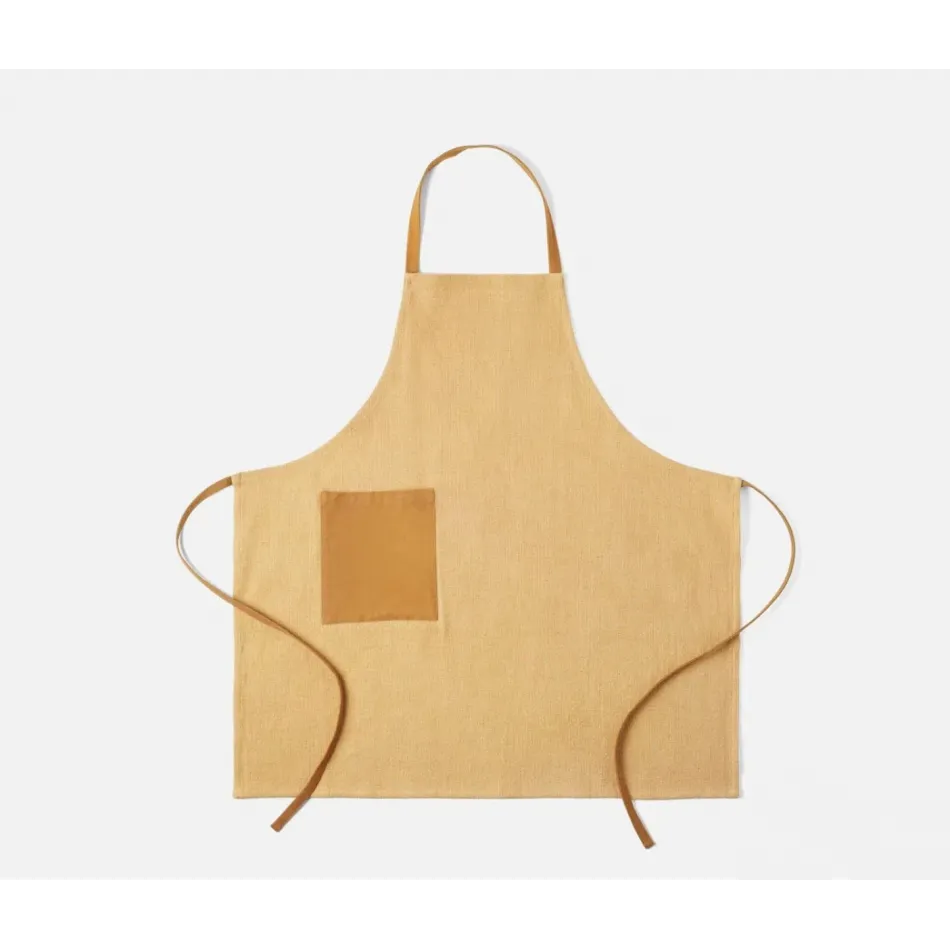 Myra Mustard Yellow Cotton Jute Apron Adult Size