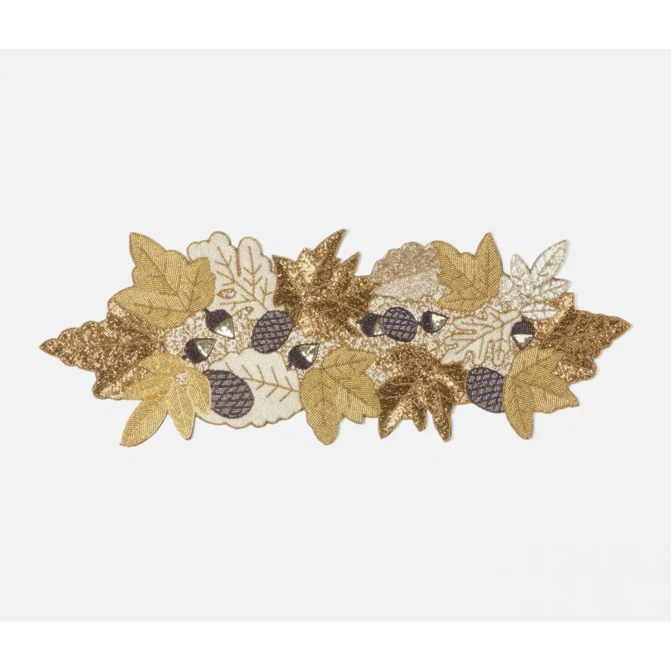 Pia Fall Leaves Decor Glass Beads Table Runner