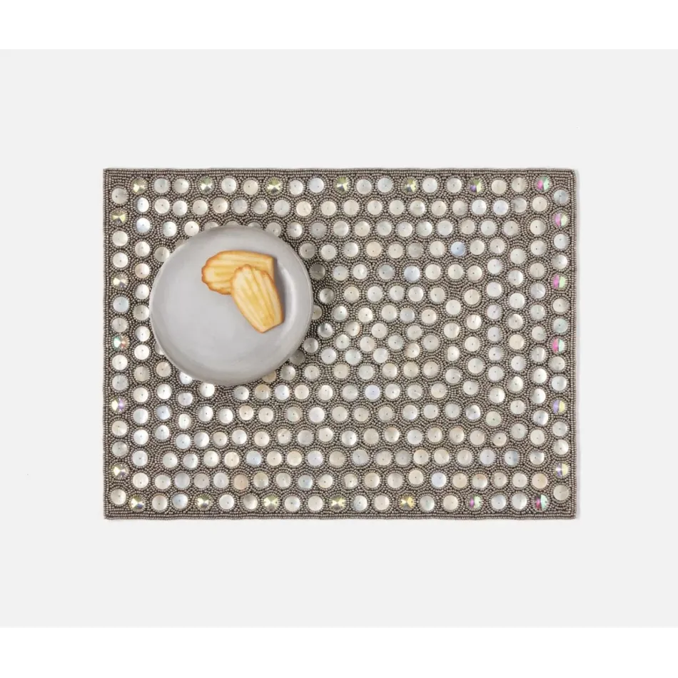 Brenda Silver/Sea, Rectangular Placemat, Glass Beads/Shell, Pack of 2