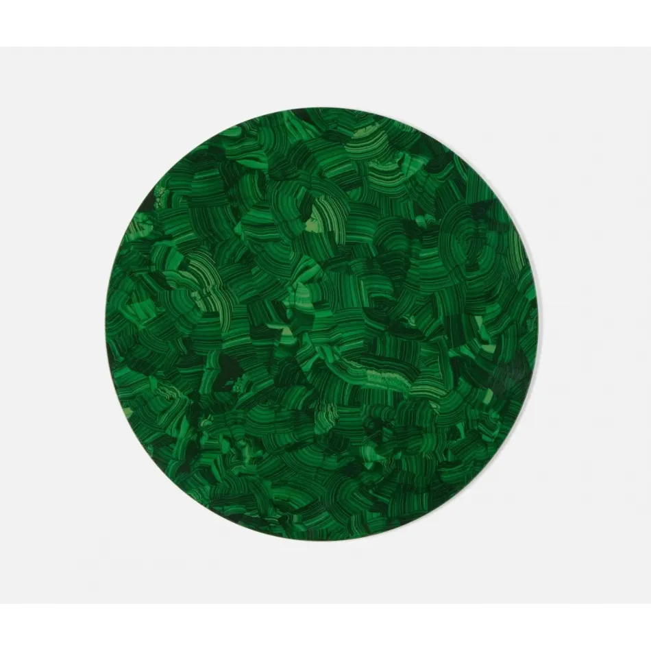 Jonathan High Gloss Faux Malachite, Round Placemat, Pack of 2