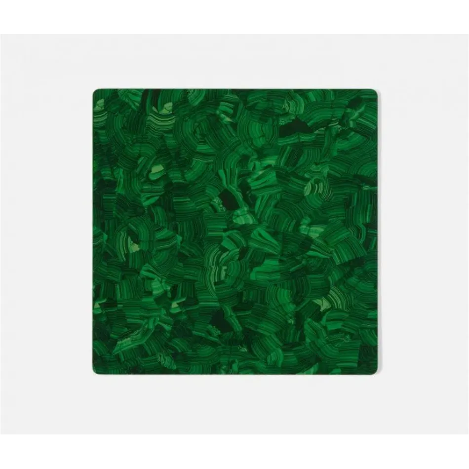 Jonathan High Gloss Faux Malachite, Square Placemat, Pack of 2