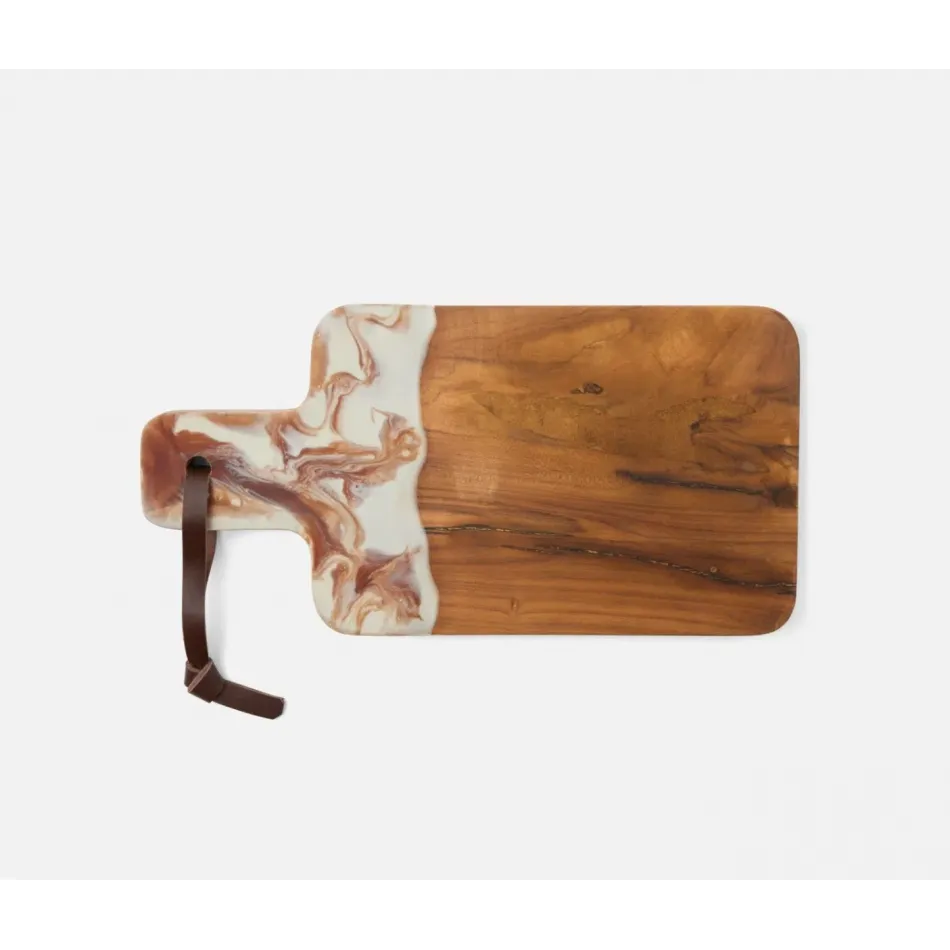 Austin Amber Swirled Resin/Natural Teak, Serving Board, 16.5x8