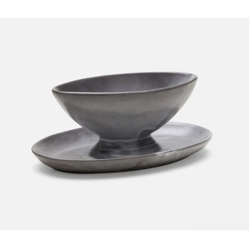 Charles Cement Glaze, Gravy Dish with Plate, Large