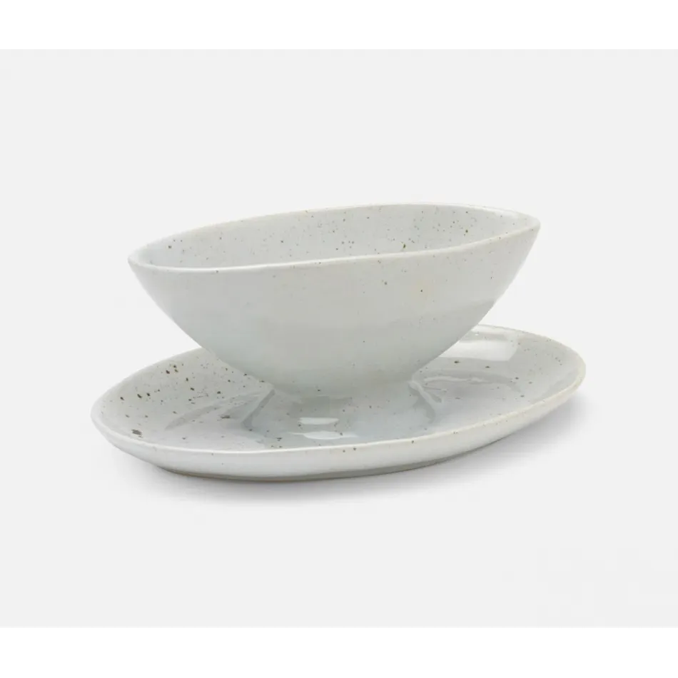 Charles White Salt Glaze, Gravy Dish with Plate, Large