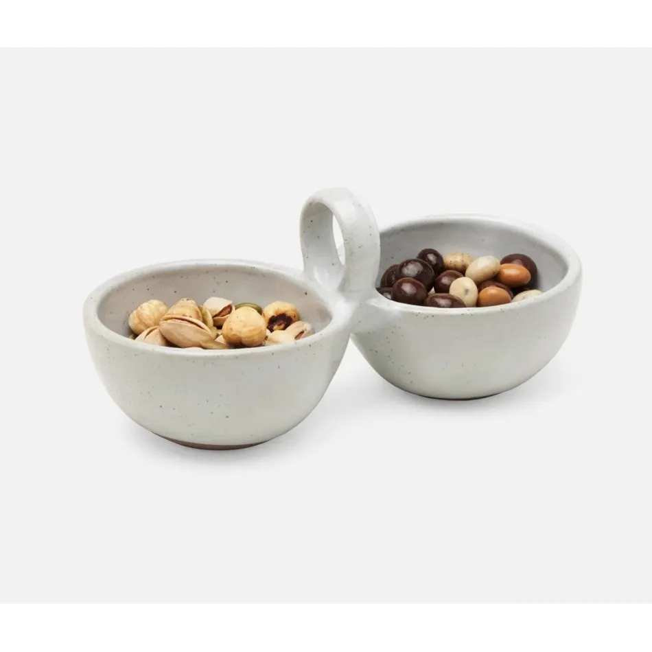 Desmond White Salt Glaze, Snack Bowl, Stoneware, Double, Pack of 2