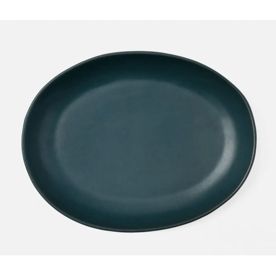 Marcus Midnight Teal, Oval Serving Platter, Stoneware, Large, Pack of 2