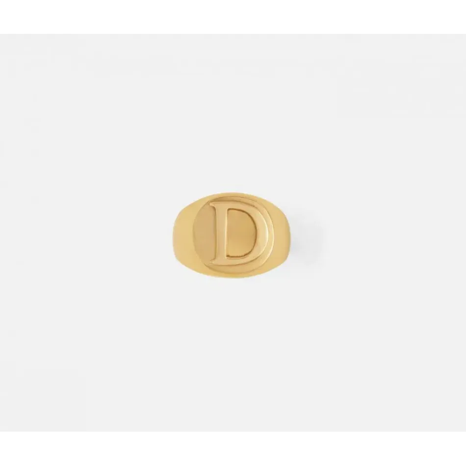Clark Gold Napkin Ring, Letter D