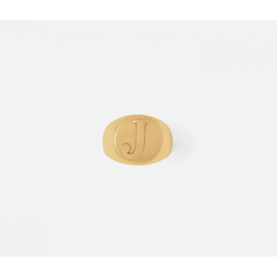 Clark Gold Napkin Ring, Letter J