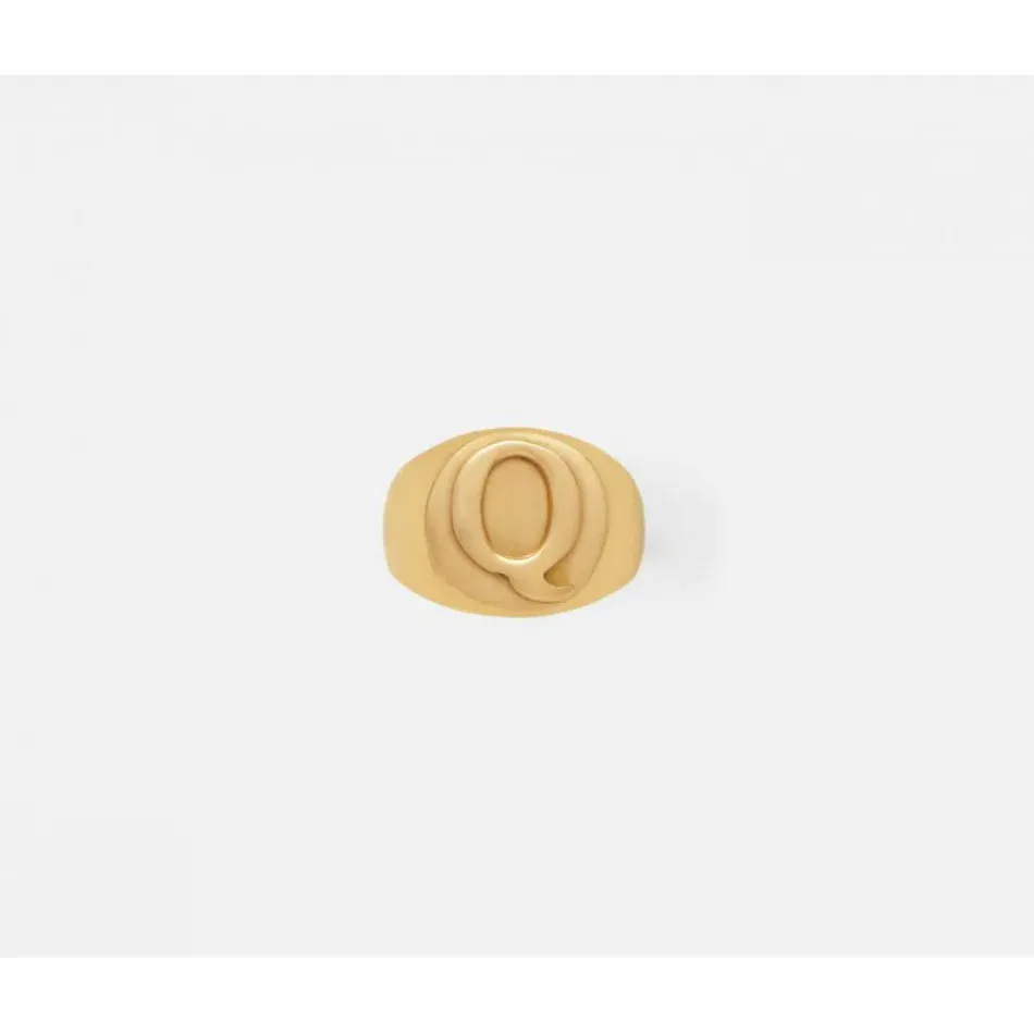 Clark Gold Napkin Ring, Letter Q