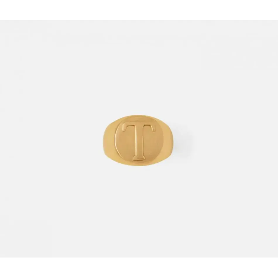Clark Gold Napkin Ring, Letter T