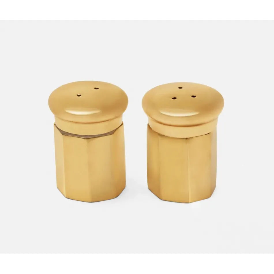 Duke Gold Set of 2 Salt And Pepper Shakers Metal Boxed